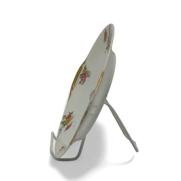 LIMOGES Porcelain Floral Platter With Gold Handles, France Vintage 11" - Picture 9 of 11